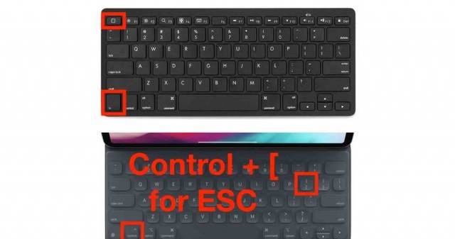دکمه ESC در کیبورد آیپد کجا است؟